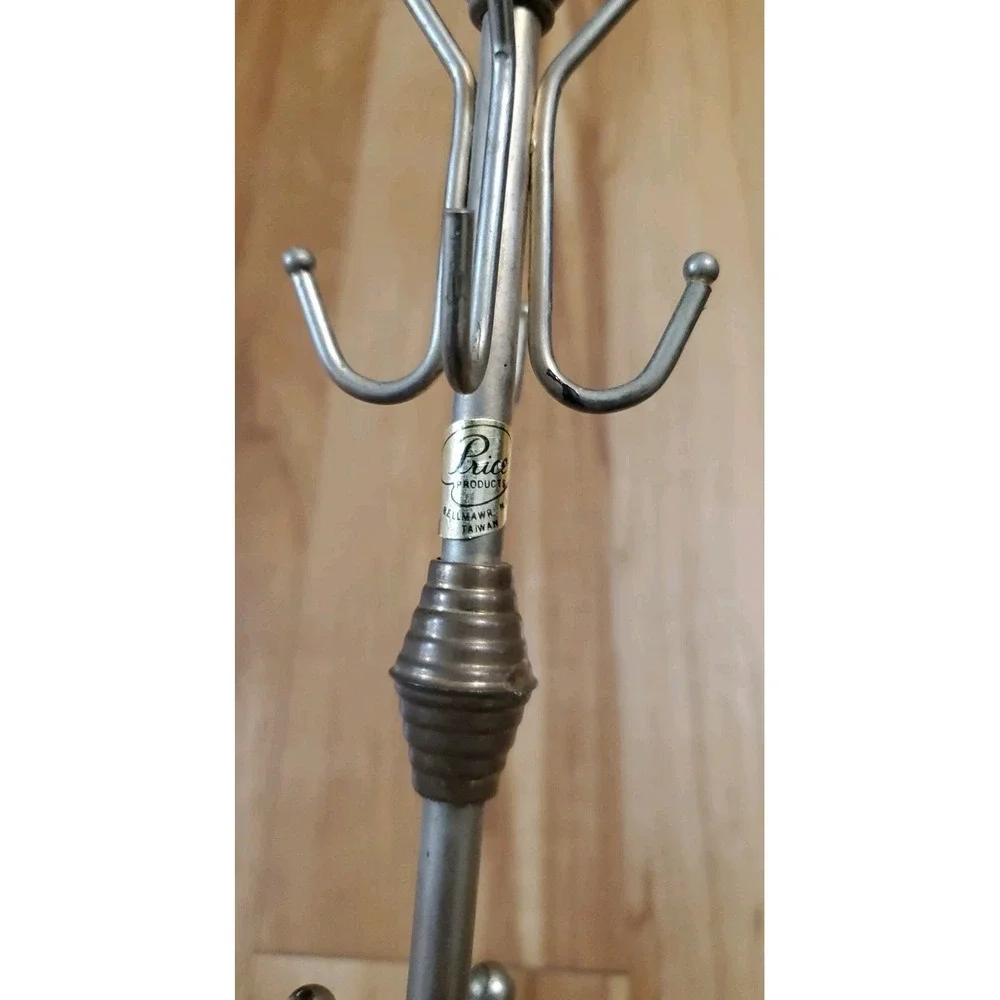Vintage Silver Tone Metal Jewelry Tree Holder Coat Rack 12